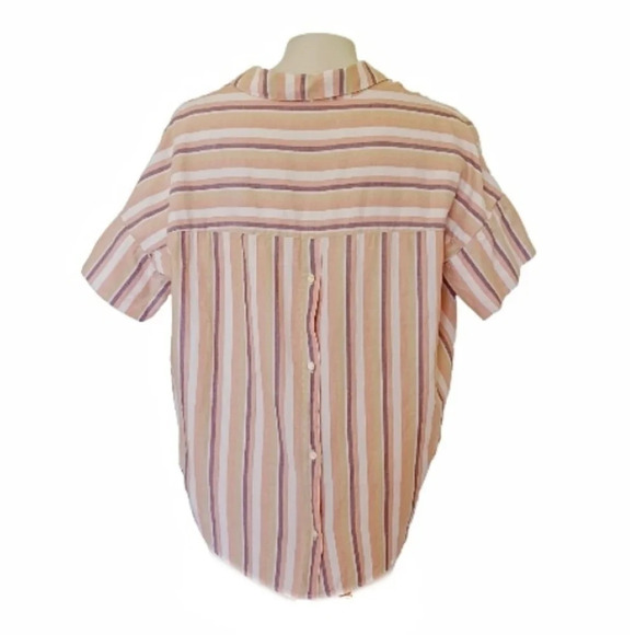 Madewell Courier Button-Back Shirt in Rainbow Stripe - Picture 4 of 6